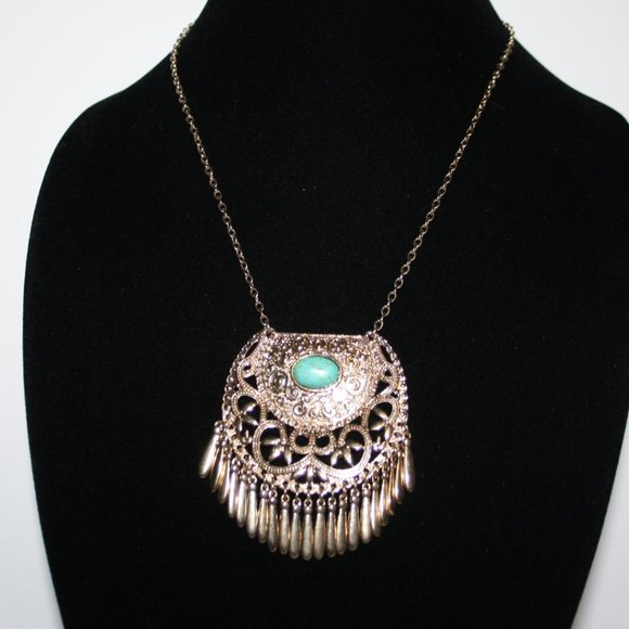 Beautiful gold and turquoise long necklace